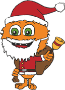Maskottchen Mieti - verkleidet als Weihnachtsmann